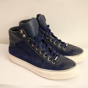 Men's Jimmy Choo Blue Argyle Marine Suede High Top Sneakers size 43.5